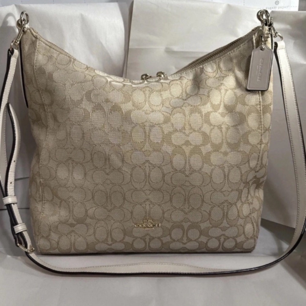 Coach Beige Signature Shoulder Bag​